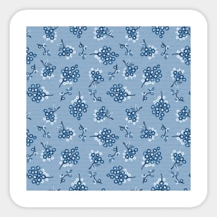 Blue Monochrome Flowering Branches Sticker